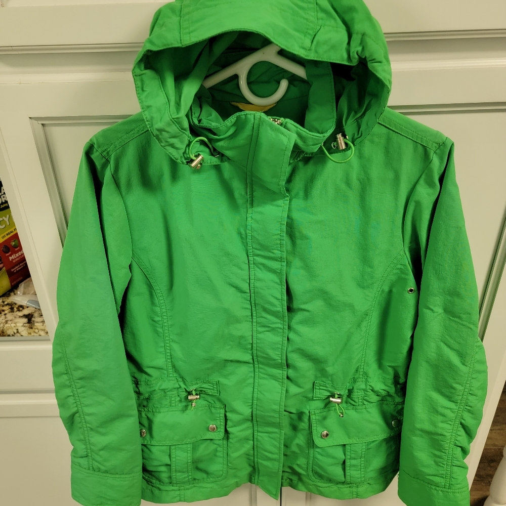 Lands End Womens Size S Rain Jacket Windbreaker Green Nylon Hooded Lightweight - Picture 14 of 16